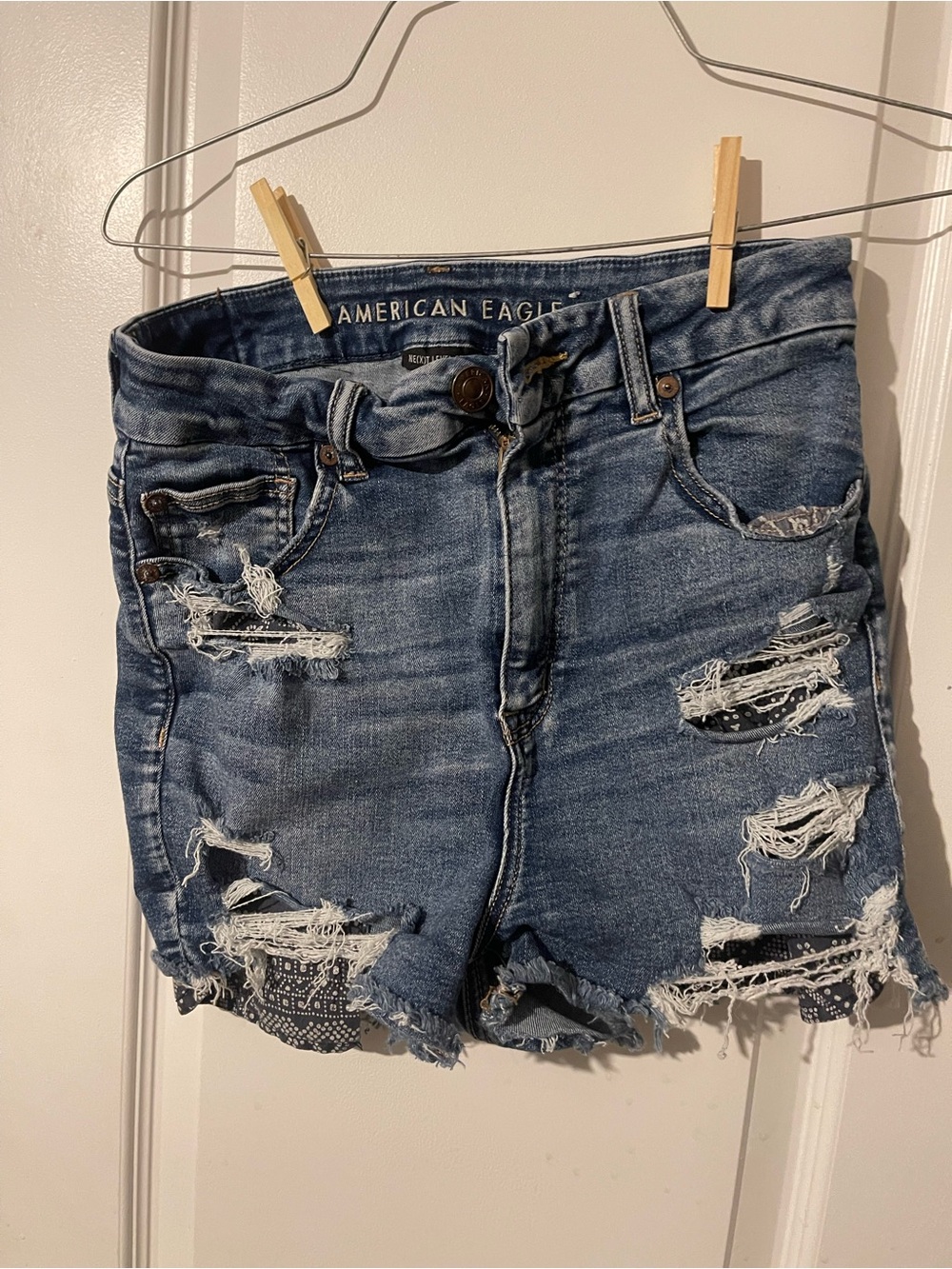 American Eagle Outfitters Blue Distressed Denim Cutoff Shorts